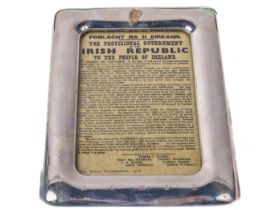 A Commemorative 1916-1920 cased silver Presentation Picture Frame, by Celtic Frames Limited, with