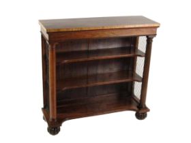 A fine quality William IV rosewood Open Bookcase, in the manner of Gillows, the plain top over a