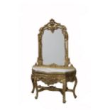 An attractive Louis XVI style giltwood Console Table and Mirror, the compartmental mirror