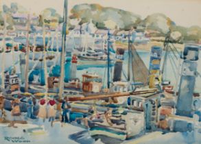 Robert Sydney Rendlewood, British (1895-1987) "The Herring Season, Ardglass Harbour," watercolour,