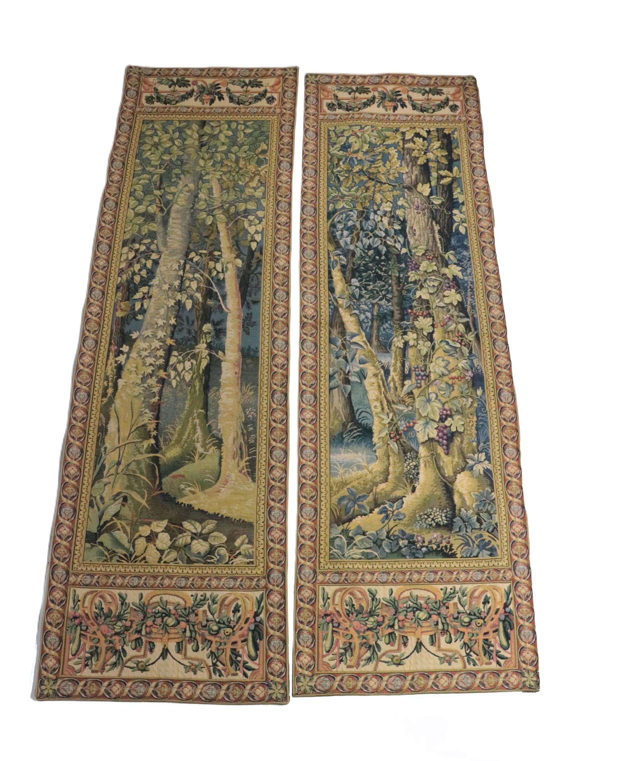 A pair of attractive Flemish Tapestries, each of portrait form, decorated in the typical taste, with