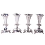 A set of four fine quality English silver Vases, only 2 hallmarked, by James Dixon & Sons, Sheffield