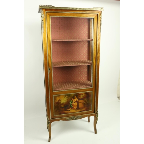 An early 20th Century French Verni Martin style brass mounted Vitrine, the three-quarter gallery