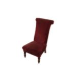 A Victorian Prie-dieu, with front turned legs covered in burgundy fabric. (1)