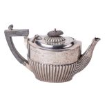 An attractive Georgian style miniature Teapot, the hinged top over domed and reeded design with