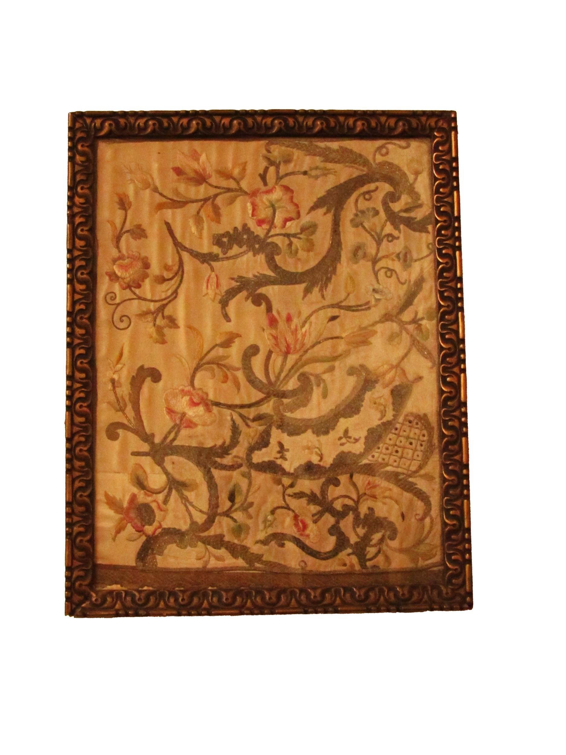 An 18th Century framed embroidered Fabric, depicting interwoven floral design, approx. 46cms x 35cms - Image 2 of 3