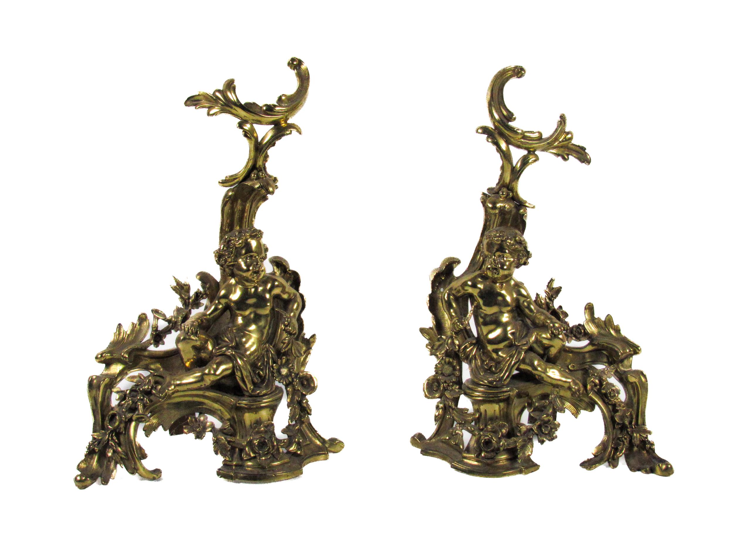 A pair of fine quality 19th Century French gilded brass Chevets, decorated in the rococo taste