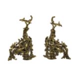 A pair of fine quality 19th Century French gilded brass Chevets, decorated in the rococo taste