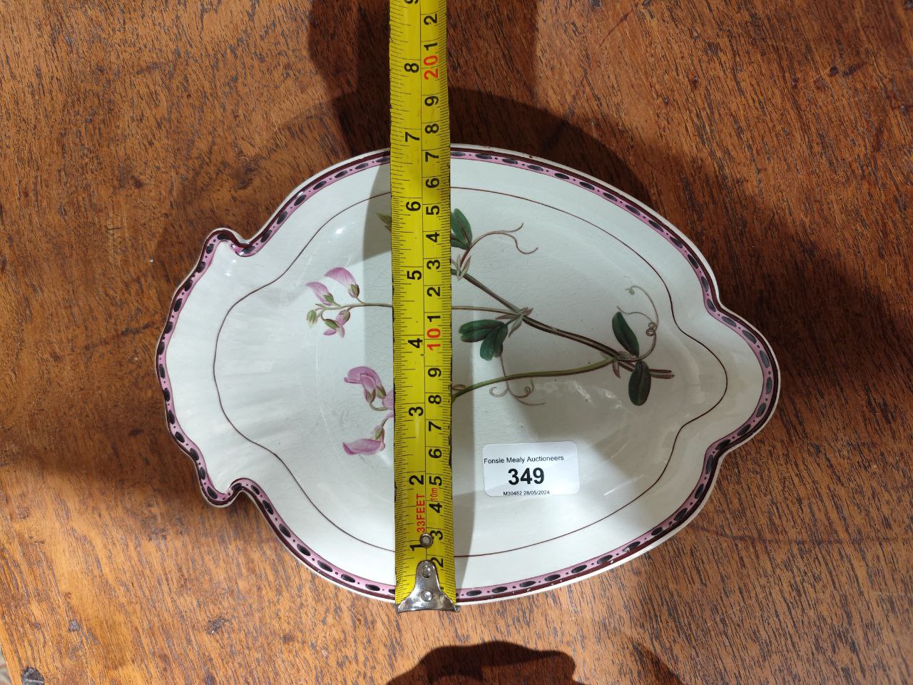 A pair of shaped antique Davenport decorated porcelain Plates, each decorated with a Botanical - Image 2 of 6