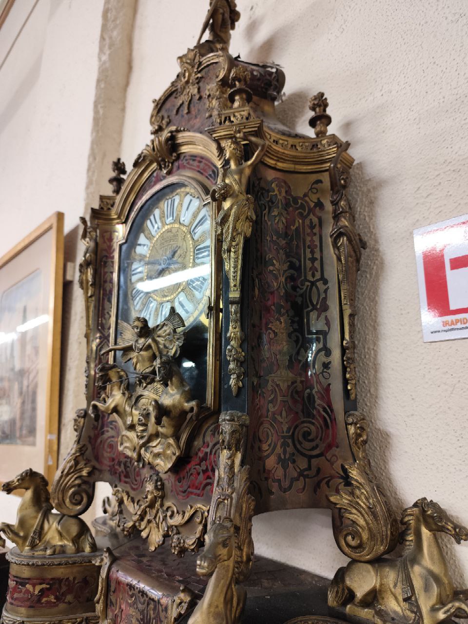 A fine quality 19th Century Louis XVI style French Boulle Bracket Clock, the top surmounted with a - Image 5 of 8
