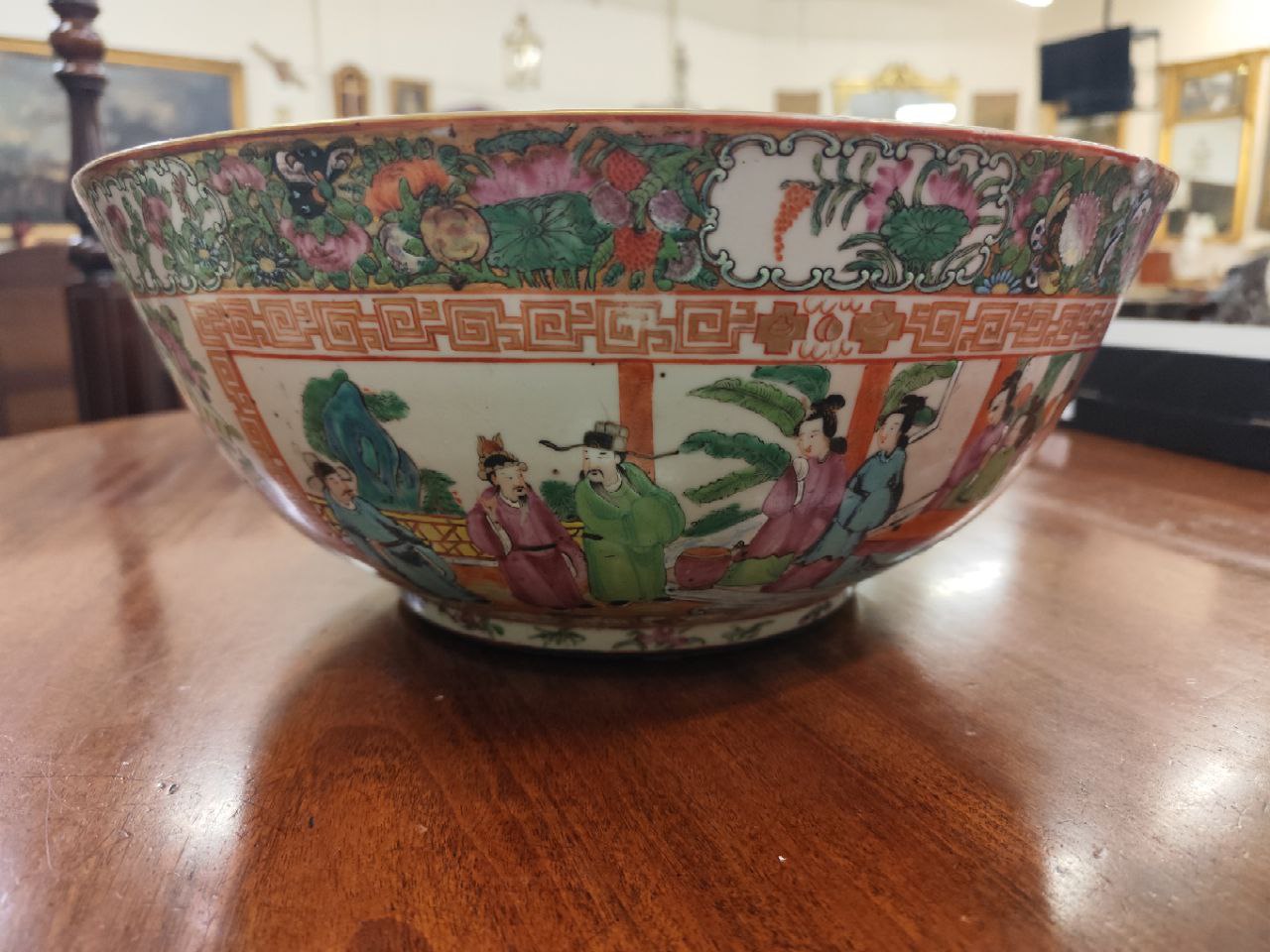 A 19th Century Cantonese Bowl, the interior decorated in the typical taste with flowers, birds and - Image 4 of 8