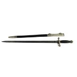 Militaria: An early 20th Century Naval Short Sword, the handle with ornate pommel leather and