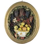 A fine quality 19th Century Diorama model of a Fruit Garland, containing lemon, pears, grapes,