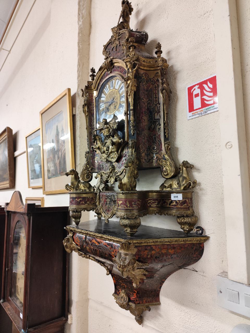 A fine quality 19th Century Louis XVI style French Boulle Bracket Clock, the top surmounted with a - Image 3 of 8