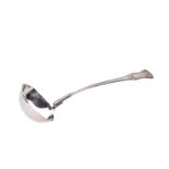 A heavy early 19th Century English silver Kings pattern crested Soup Ladle, by William Eley and