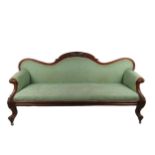 A good quality Victorian mahogany framed Settee, in the manner of Strahan, the hump back centre with