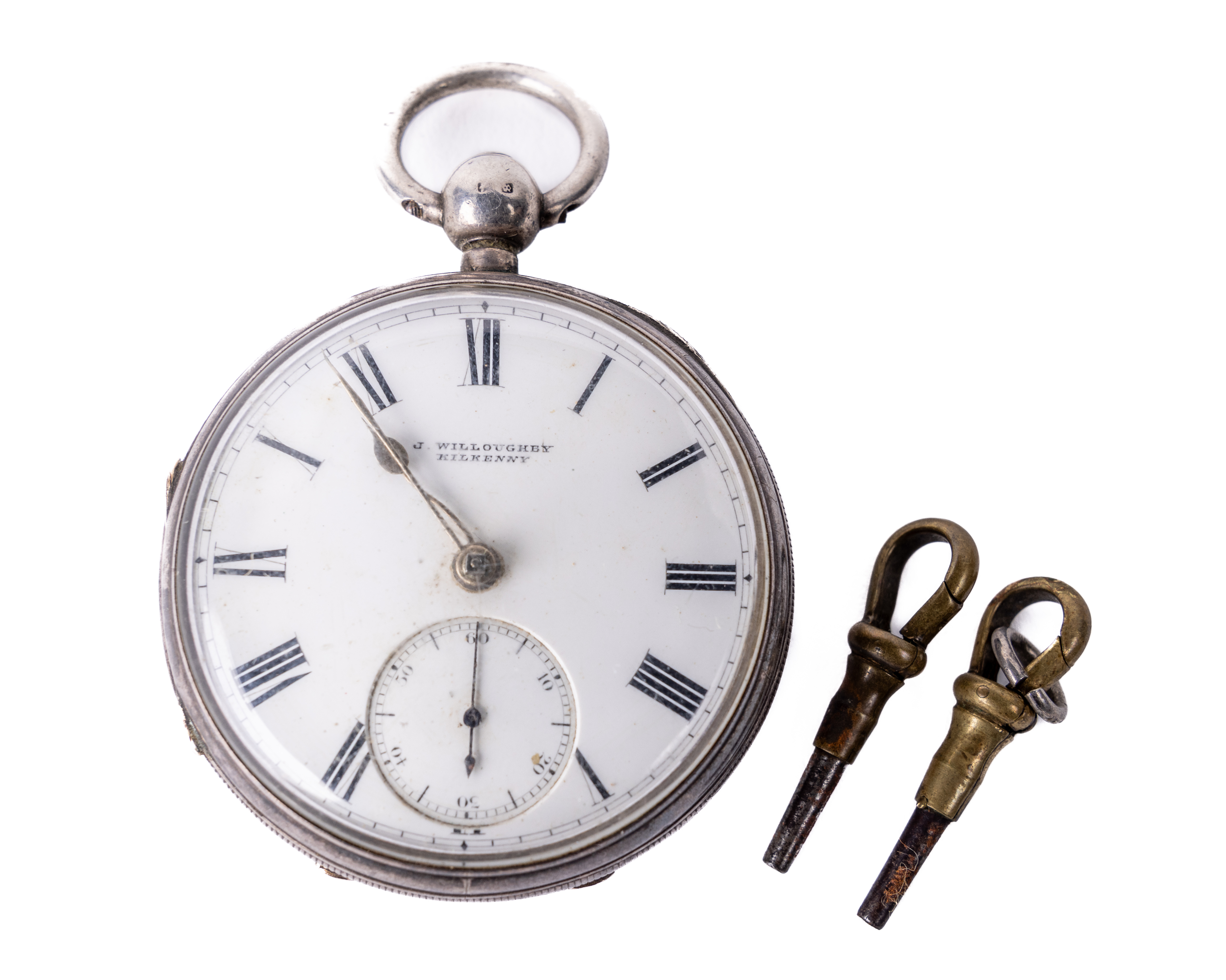 An Irish Provincial silver cased Pocket Watch, by J. Willoughby, Kilkenny, the circular enamel