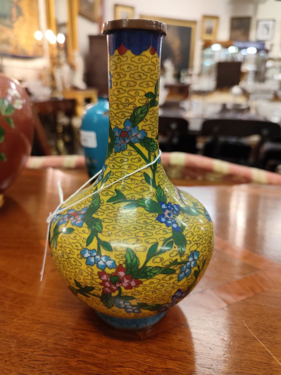 A collection of cloisonne Ware, comprising a tubular yellow ground floral decorated Vase, a - Image 6 of 25