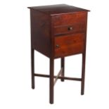 A 19th Century mahogany square top Bedside Locker, with frieze drawer and press with brass handles