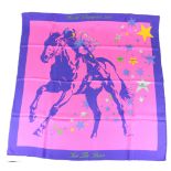 A bright and colourful French made 'Hermes' type silk Shawl or headscarf, specially commissioned for