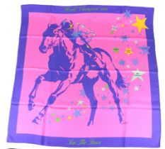 A bright and colourful French made 'Hermes' type silk Shawl or headscarf, specially commissioned for