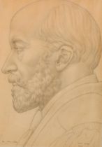 John Luke (1906-1975) "Sir William  Whitelaw," pencil sketch, side profile portrait, approx. 37cms x