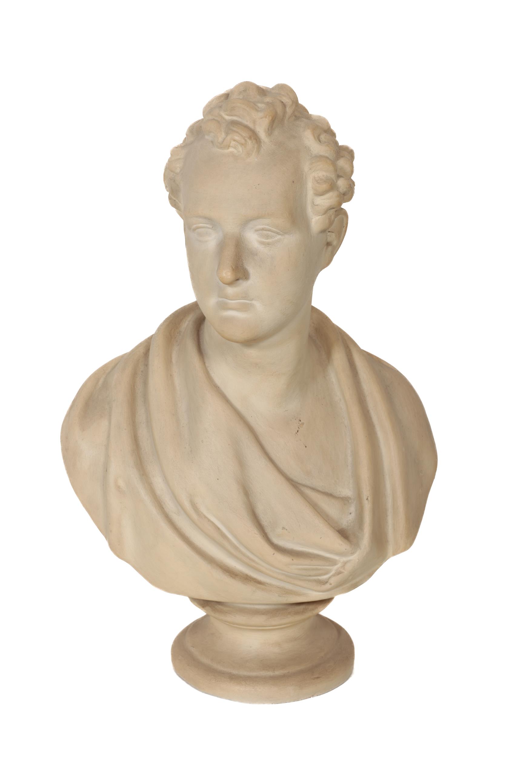 A 19th Century plaster cast Bust of Lord Byron, approx. 56cms (22") high. (1)