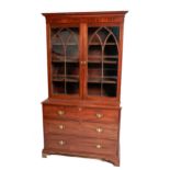 An attractive 19th Century mahogany two door Bookcase, of small proportions, the moulded cornice