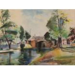 Kenneth Webb, F.R.S.A. (b. 1927) "Leeson Street Canal," watercolour, approx. 34cms x 46cms (13 1/