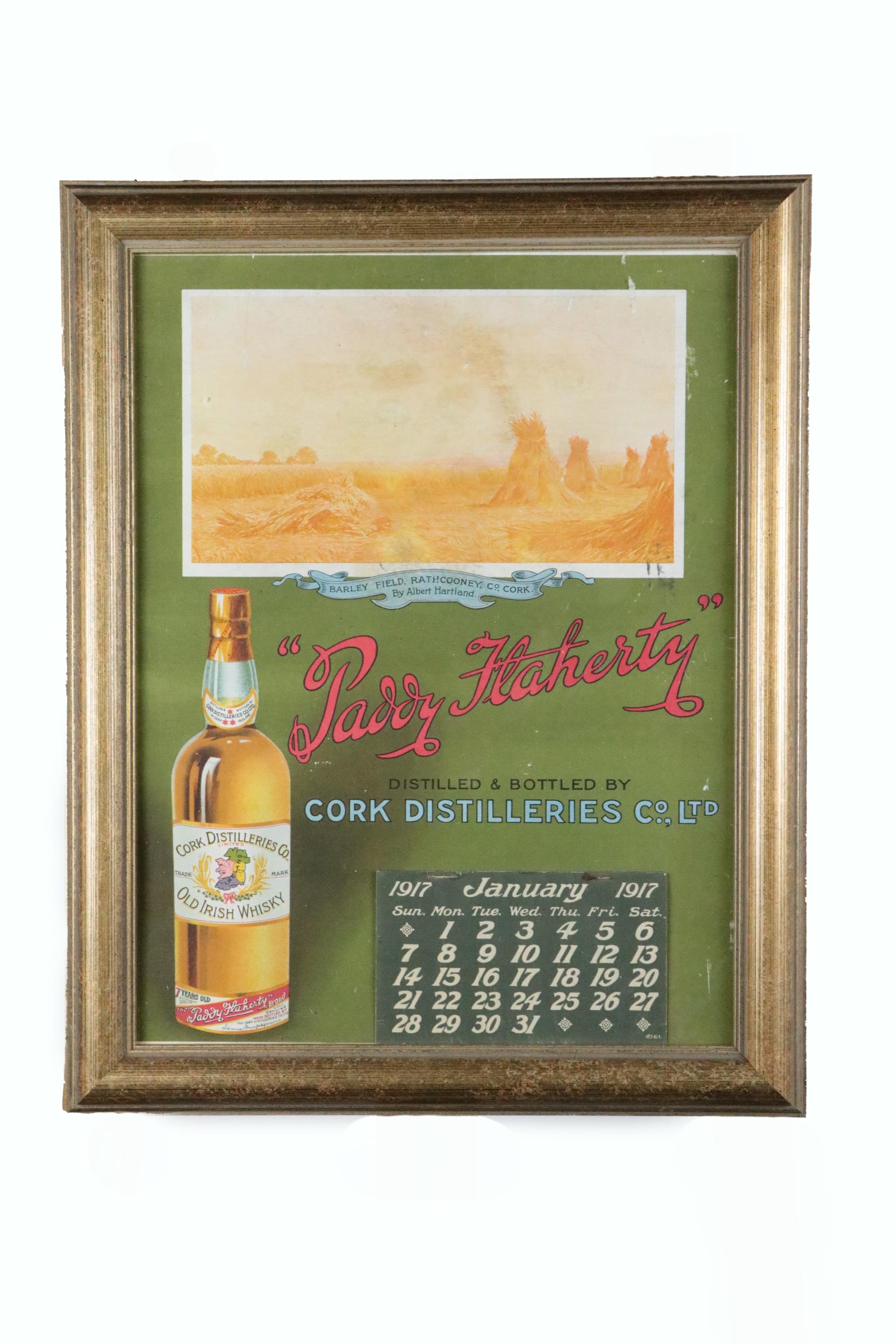 A rare original Irish Lithographic Advertisement Calendar, for "Paddy Flaherty - Cork Distillers