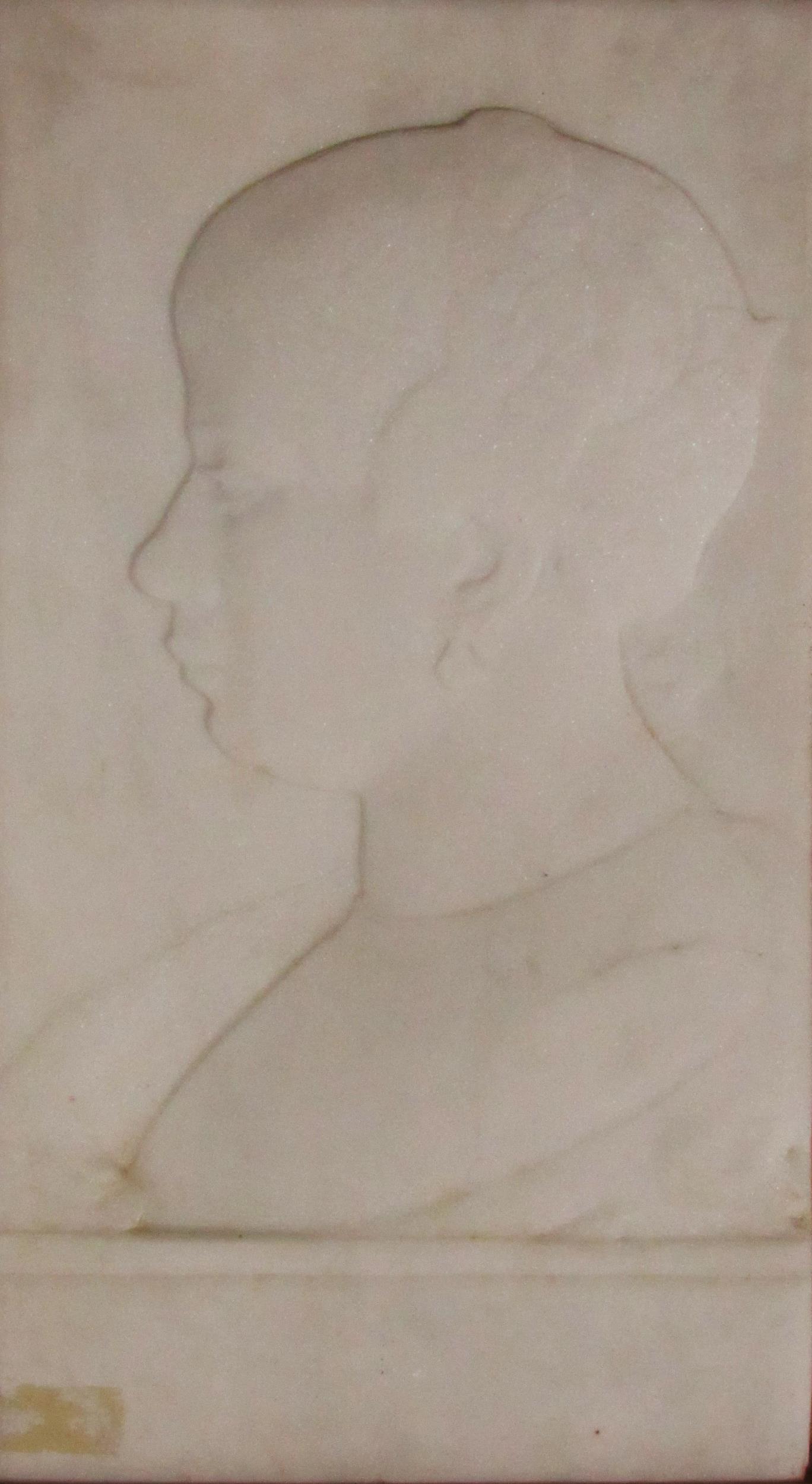 Francis Wiles, Irish (1889-1956) "Side Profile of an elegant Young Woman," marble, signed  and
