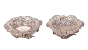 A pair of fine quality English silver pierced and decorated Bon Bon Dishes, by George Jackson,