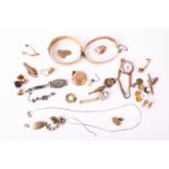A collection of varied 9ct gold Scrap Pieces, including studs, cufflinks, bracelets, watch, etc., as
