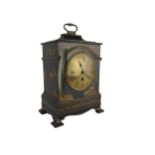 A small early 19th Century / early 20th Century French Mantle Clock, decorated in the chinoiserie