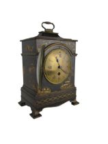 A small early 19th Century / early 20th Century French Mantle Clock, decorated in the chinoiserie