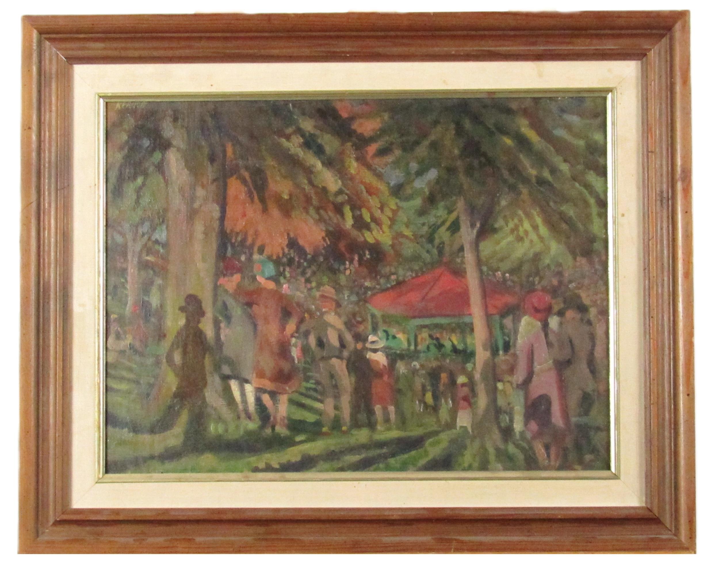 Harry Kernoff (1900-1974)  "Bandstand, The Hollow, Phoenix Park, 1926" O.O.B., approx. 30cms x 40cms - Image 2 of 3