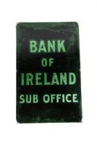 A Bank of Ireland Sub Office Door Panel, etched glass, approx. 87cms x 55cms (34" x 21 1/2"). (1)