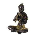 A 20th Century Oriental (Thai) gilt bronze figural Sculpture, of a Court Musician (probably Krishna)