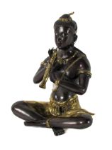 A 20th Century Oriental (Thai) gilt bronze figural Sculpture, of a Court Musician (probably Krishna)