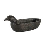 An attractive Irish primitive style carved bog oak Vessel for eggs, modelled as a hen, approx. 28cms