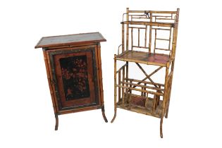 A Victorian Gypsy Bamboo single door Side Press, with Chinese painted top, and painted single