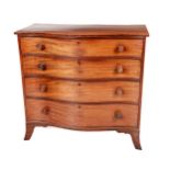 A fine quality 19th Century mahogany serpentine shaped Chest, of four long graduating drawers with