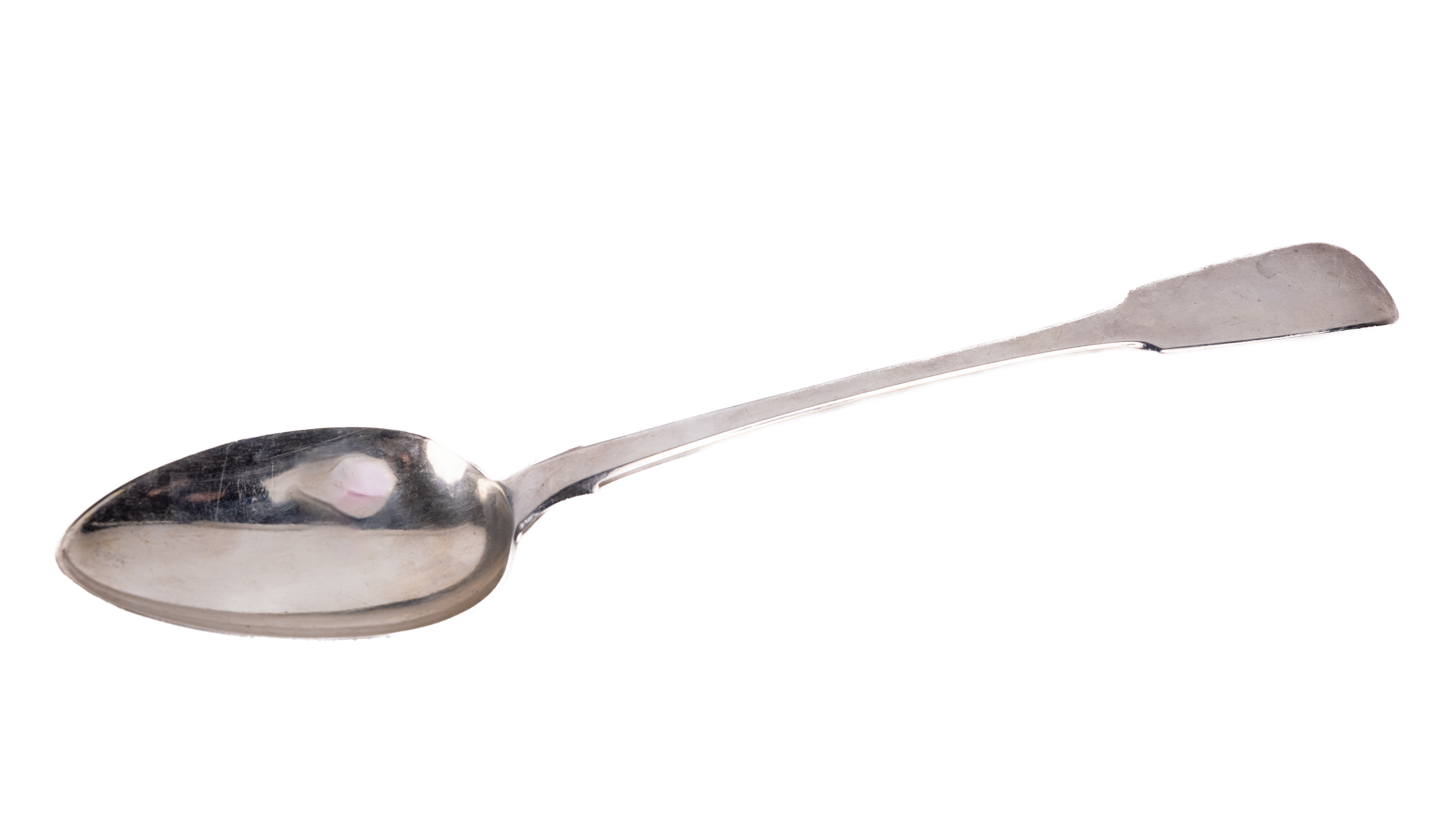 A large English Georgian period silver fiddle pattern Serving Spoon, by Richard Britton, London c.