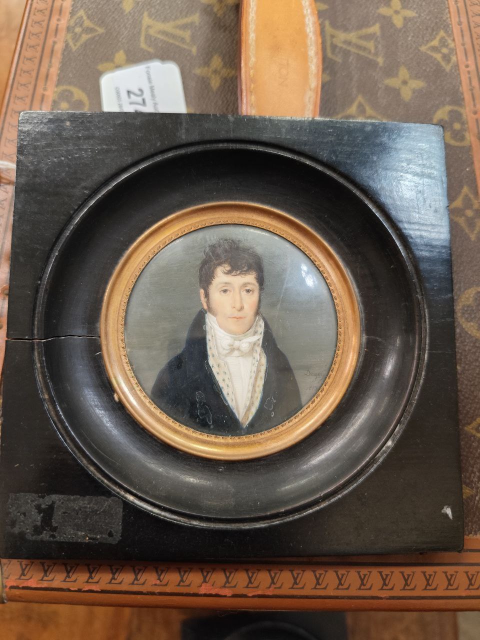Pierre-Douard Dagoty, French (1775-1871) Miniatures: "Portrait of an Elegant Young Gentleman with - Image 4 of 6