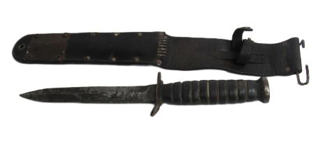 Militaria: A Rare World War II Army Issue 'U.S. Marines' Dagger, with pointed blade, inscribed, in