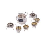 Silverware: A set of four unusual skillet design silver Salts, by Mappin & Webb, London, with
