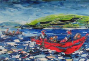 David Coyne, Irish (b. 1979) "Tanfed at Sea," O.O.B., abstract, approx. 44cms x 65cms (17" x 25 1/