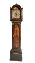 A fine quality 19th Century chinoiserie lacquered Longcase Clock, the hood of arched shape with