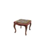 A Victorian walnut framed Footstool, with beadwork padded seat on carved cabriole legs. (1)