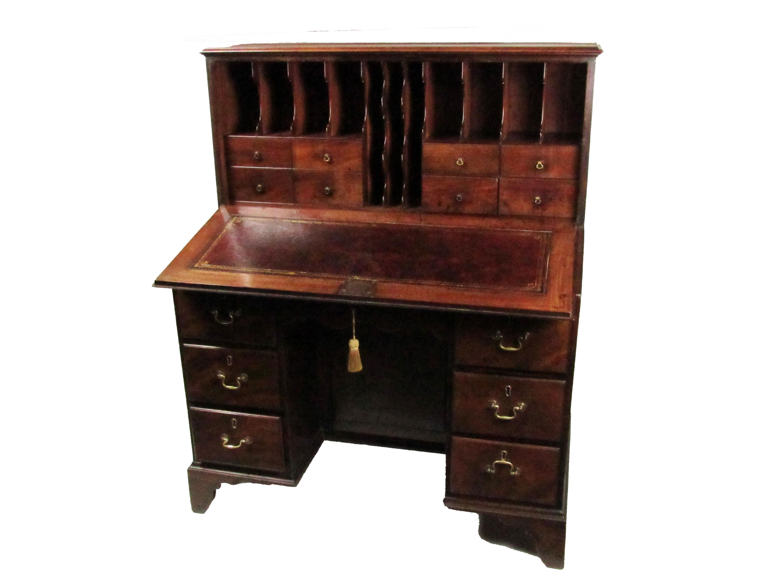 A rare and important Irish Georgian mahogany Estate Desk, in the manner of Chippendale, the